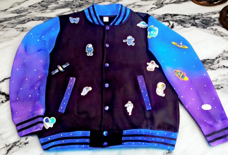 Custom Space Letterman Jacket Color Blend Style